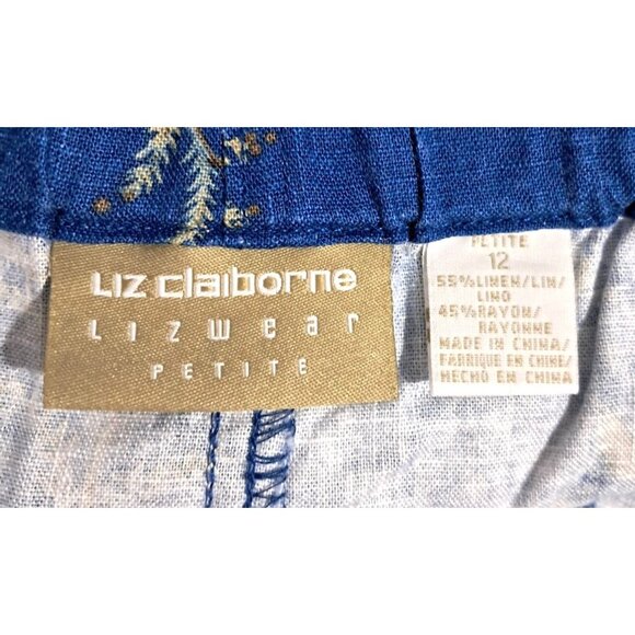 Vintage Liz Claiborne Lizwear 12 Petite A-Line Denim Skirt With Floral Print Ela - Picture 2 of 8